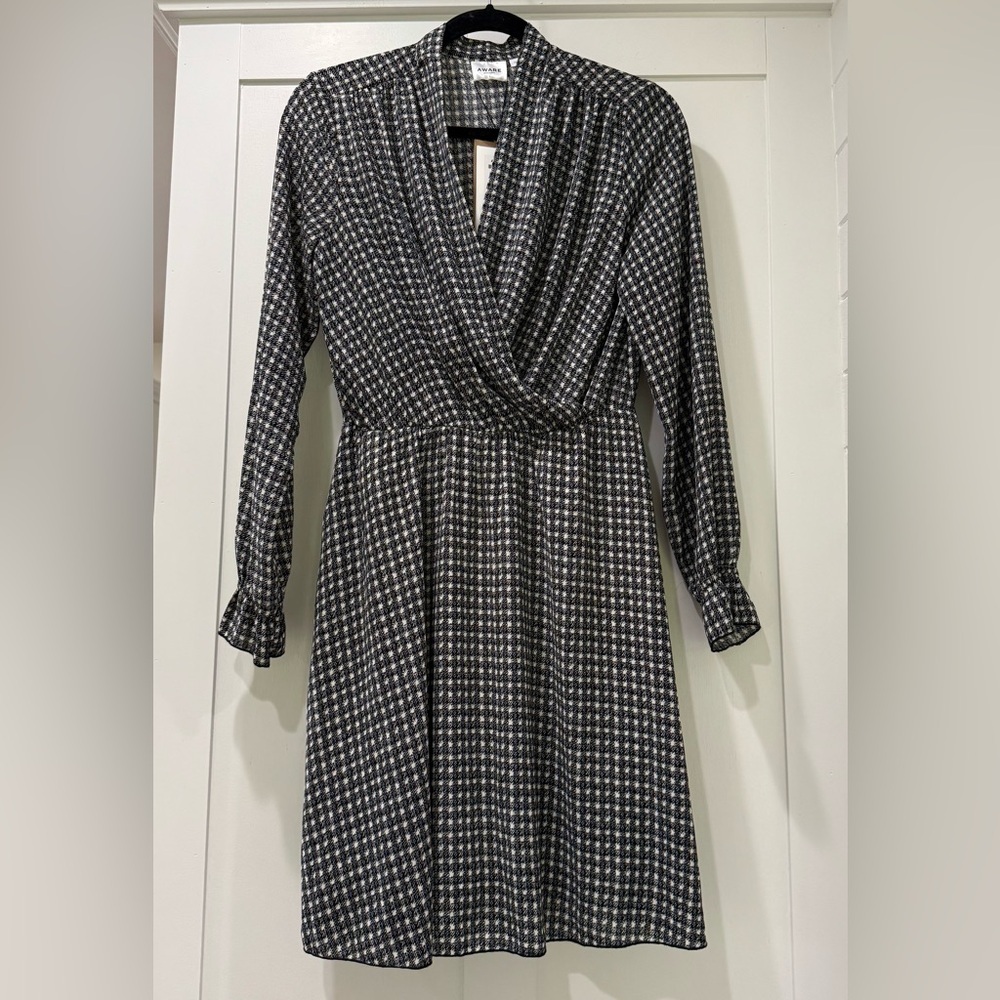 Aware by‎ Vero Moda Elegant Black and White Checkered Dress